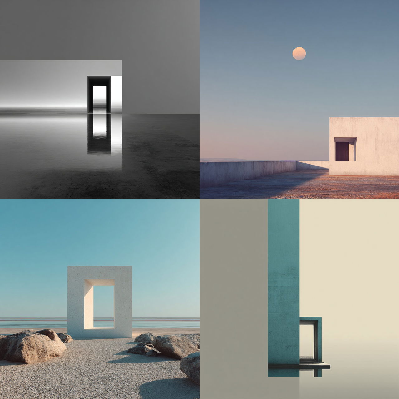 Minimalist composition style, Midjourney V7, render 1 of 4