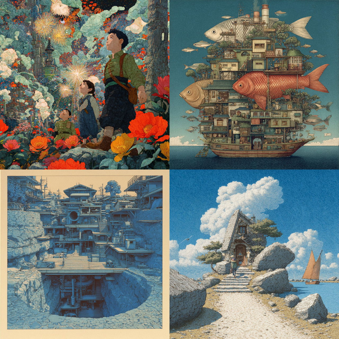 Mitsumasa Anno style, Midjourney V7, render 1 of 4