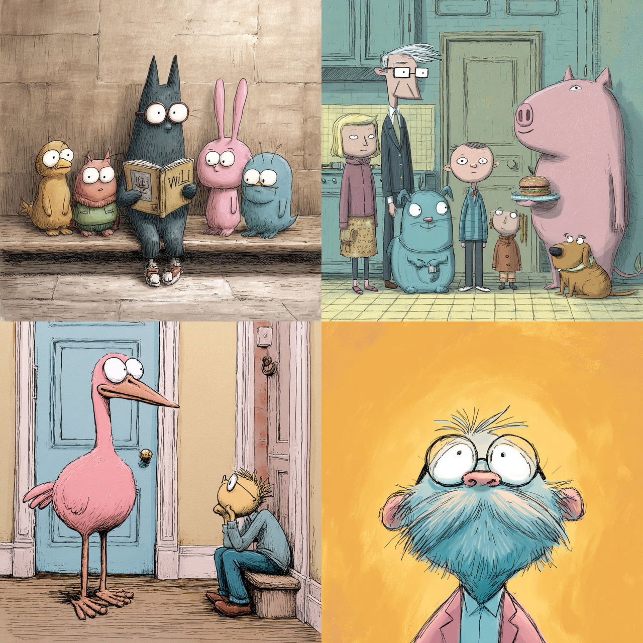 Mo Willems style, Midjourney V7, render 1 of 4