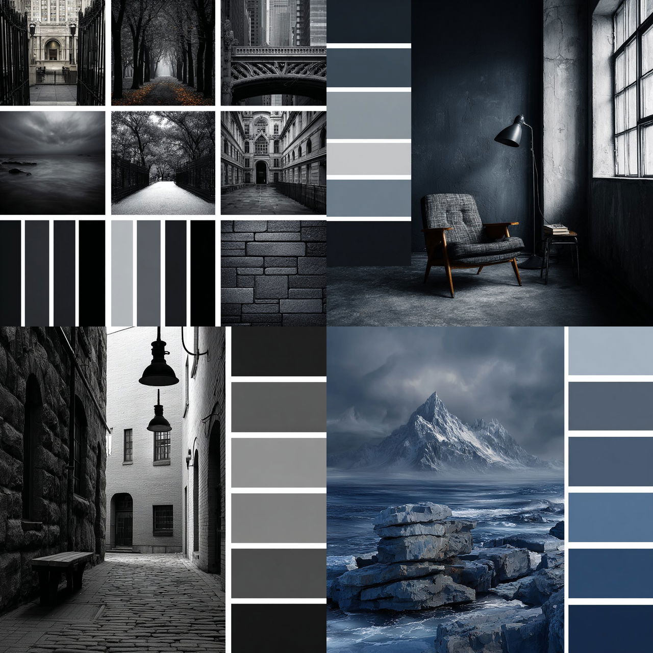 Monochrome colors style, Midjourney V7, render 1 of 4