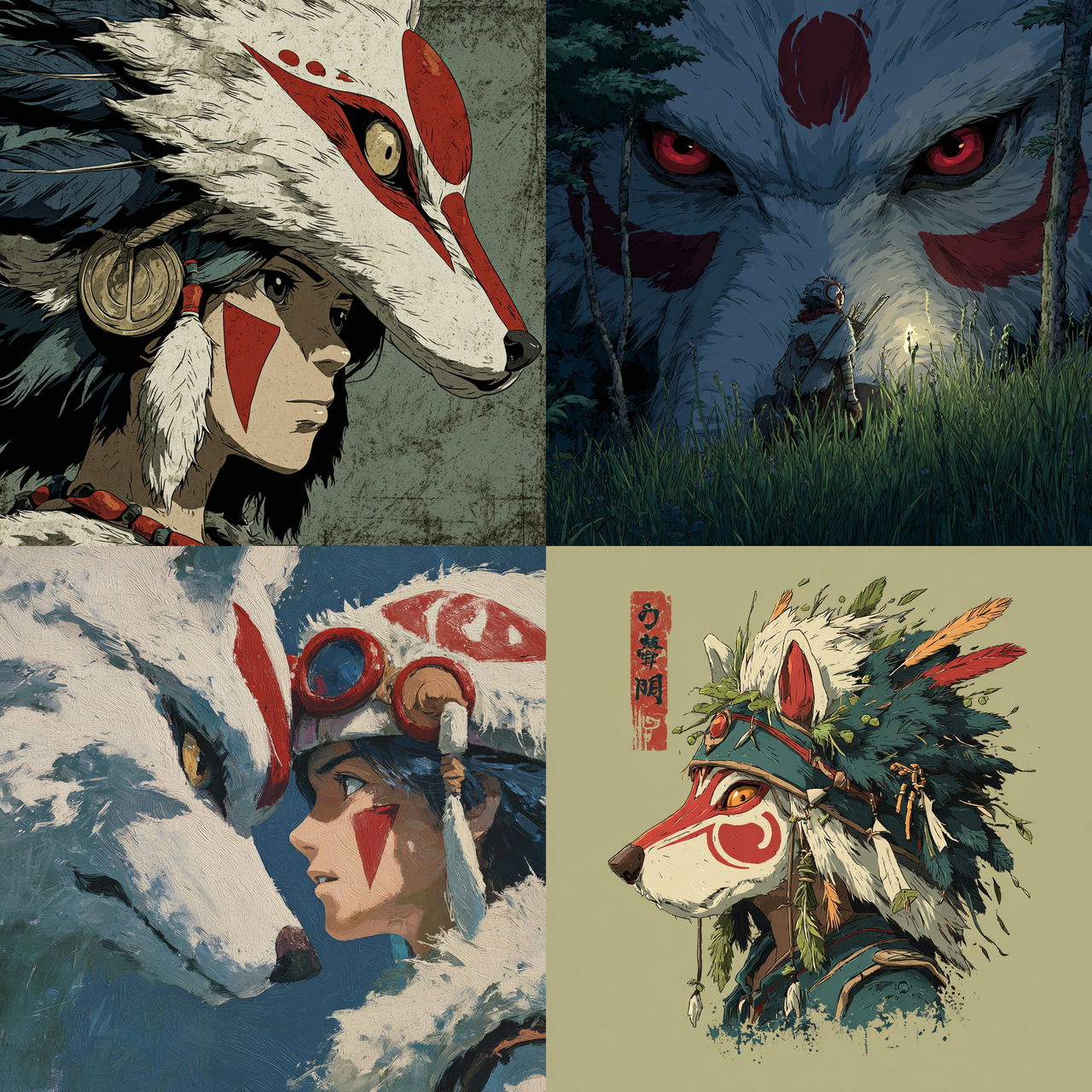 Mononoke style, Midjourney V7, render 1 of 4