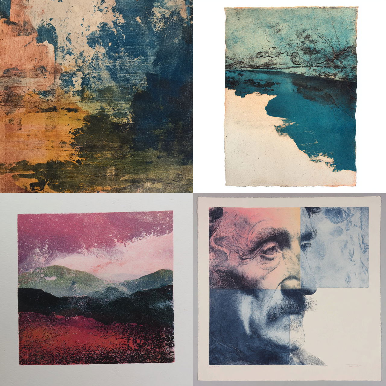 Monotype print style, Midjourney V7, render 1 of 4