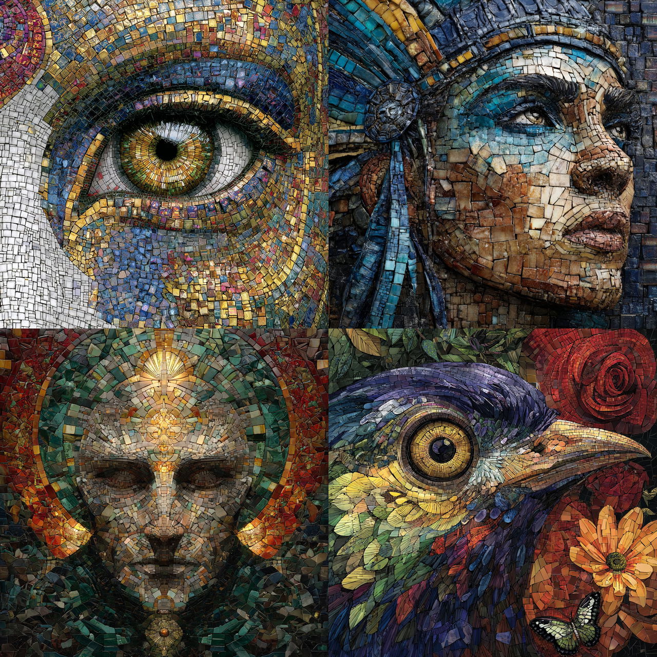 Mosaic style, Midjourney V7, render 1 of 4