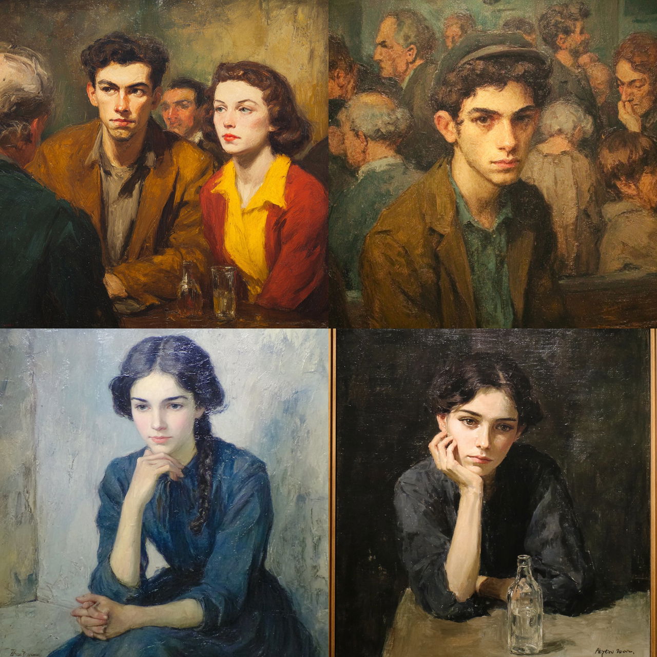 Moses Soyer style, Midjourney V7, render 1 of 4