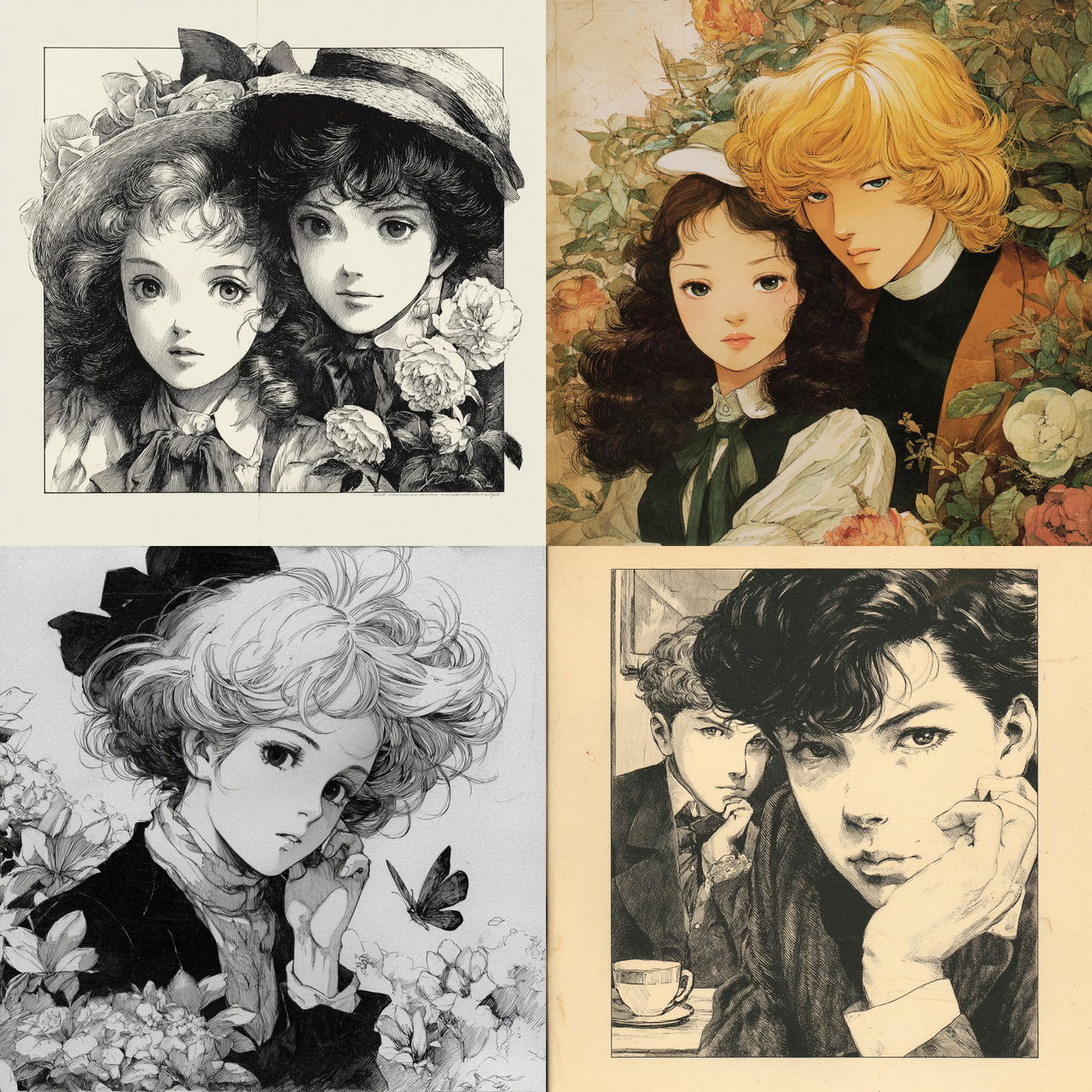 Moto Hagio style, Midjourney V7, render 1 of 4