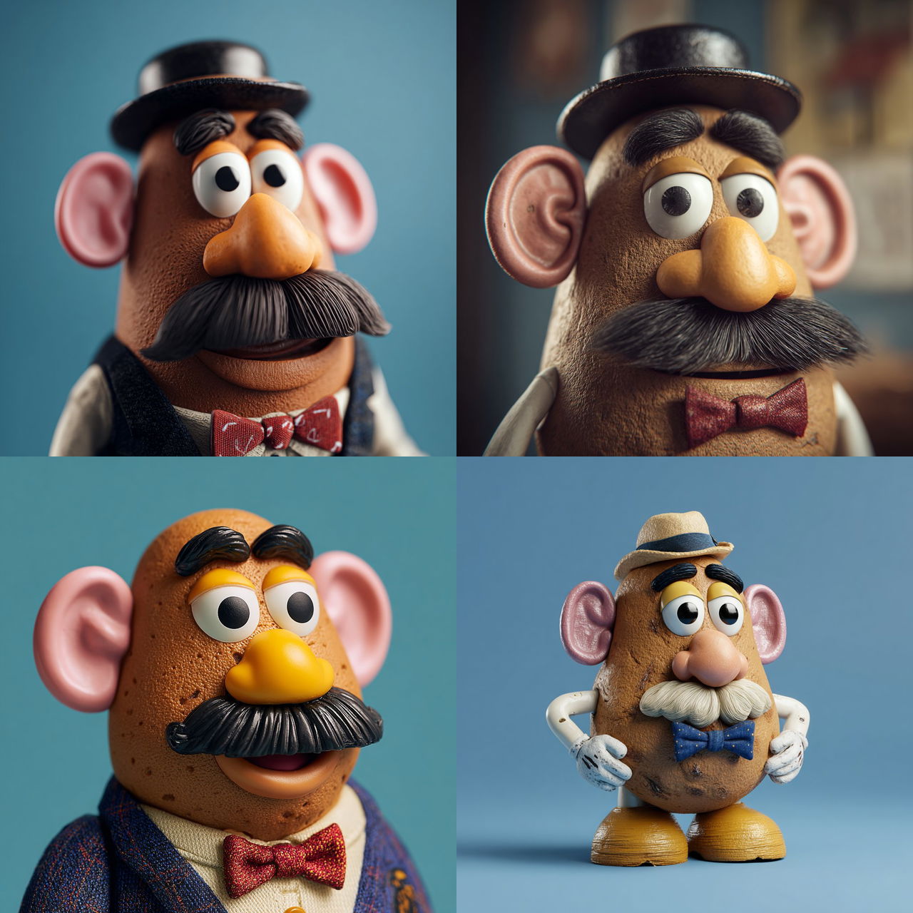 Mr. Potato Head style, Midjourney V7, render 1 of 4