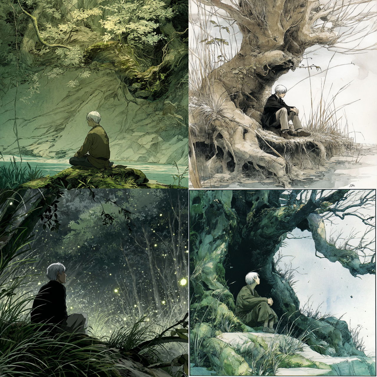 Mushishi style, Midjourney V7, render 1 of 4