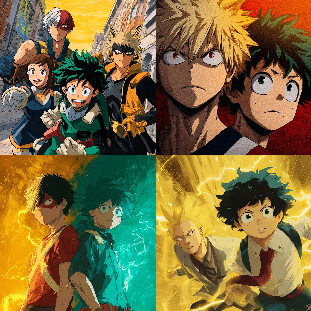 My Hero Academia style, Midjourney V7, render 1 of 4