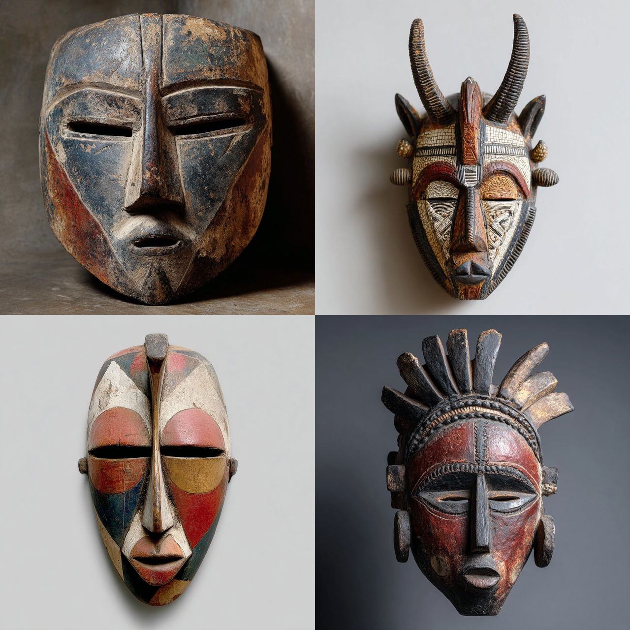 Namibian Ovambo mask style, Midjourney V7, render 1 of 4