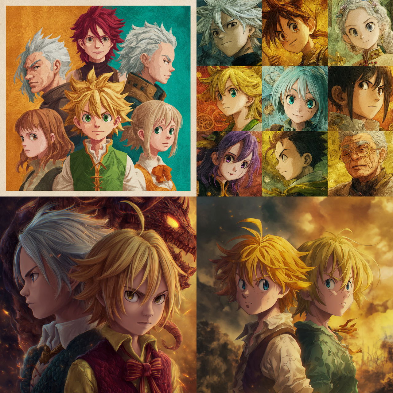 Nanatsu no Taizai style, Midjourney V7, render 1 of 4
