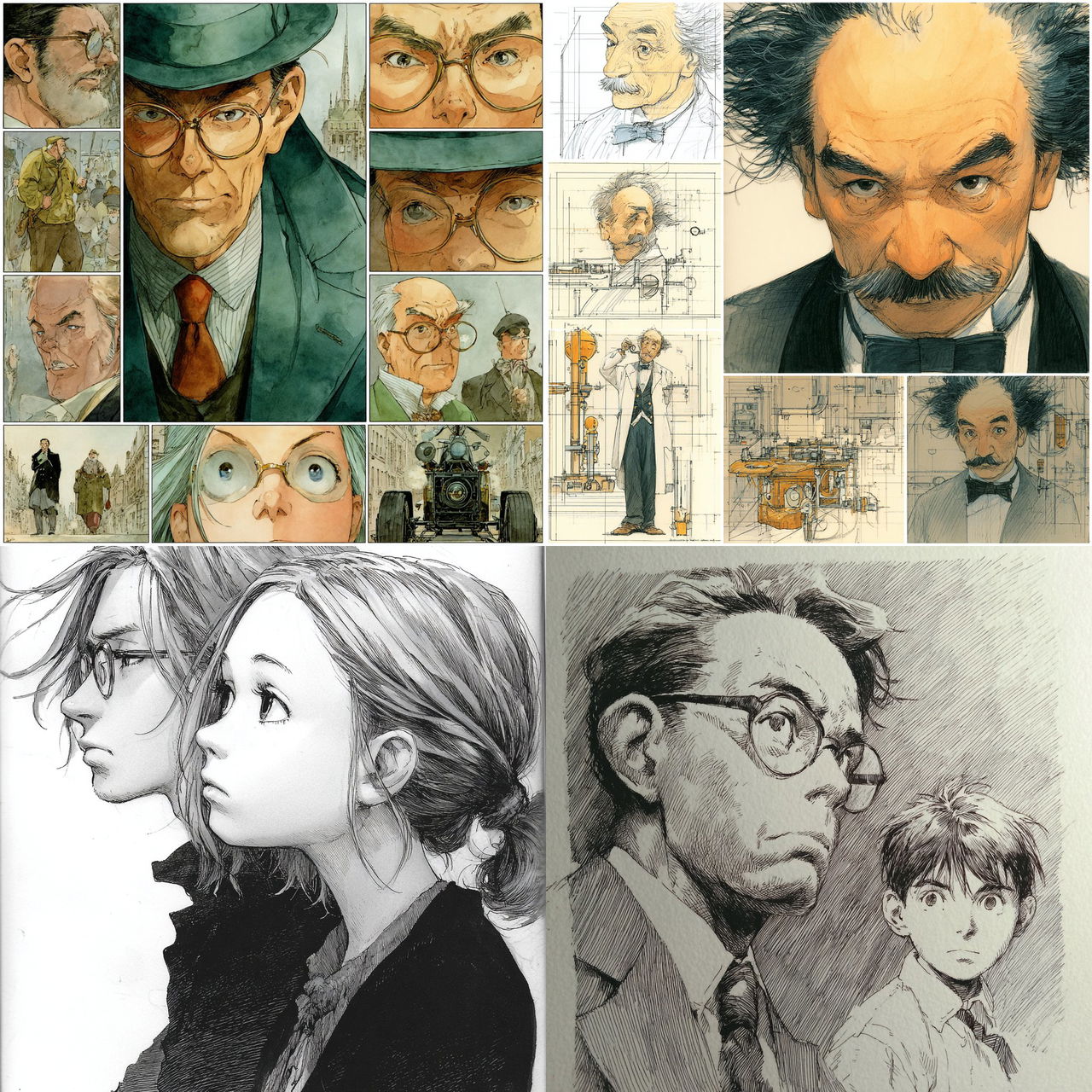 Naoki Urasawa style, Midjourney V7, render 1 of 4