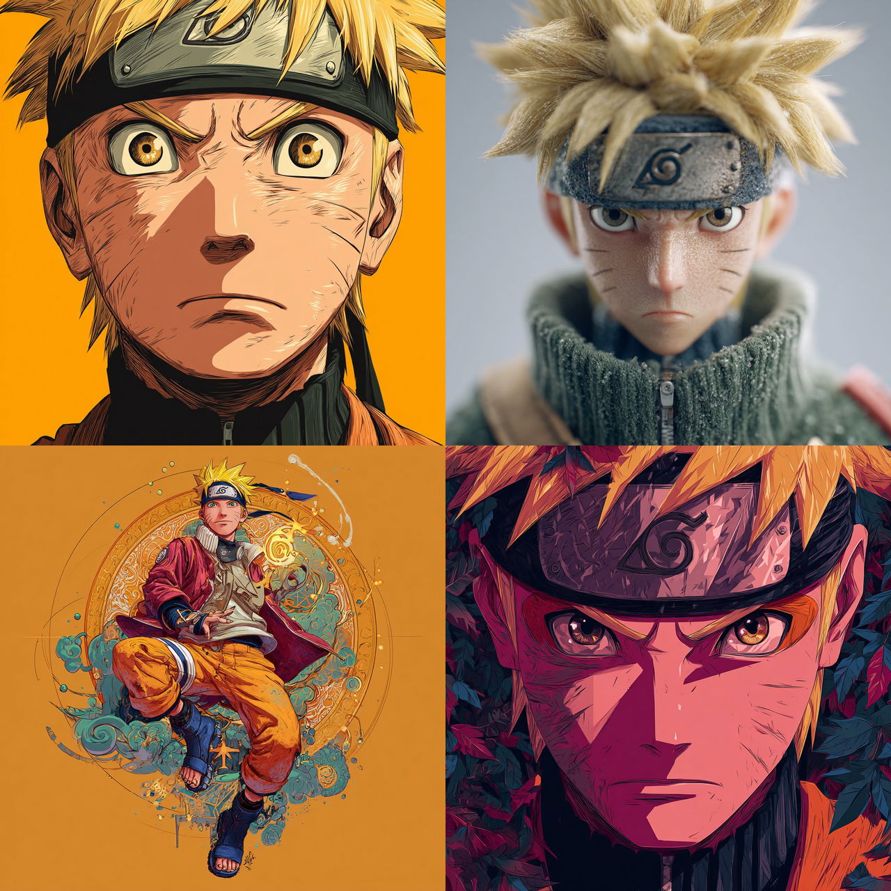 Naruto style, Midjourney V7, render 1 of 4