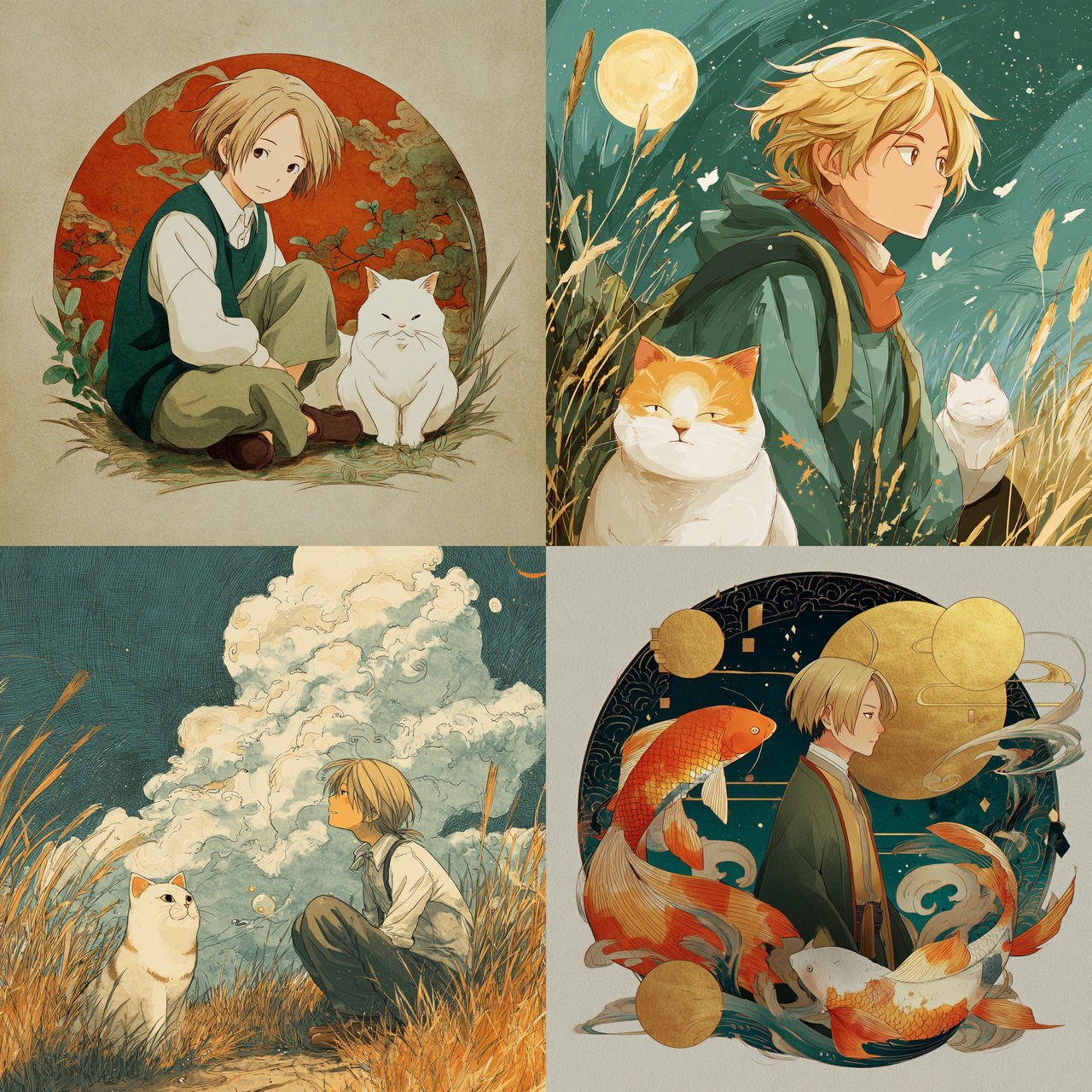 Natsume Yuujinchou style, Midjourney V7, render 1 of 4