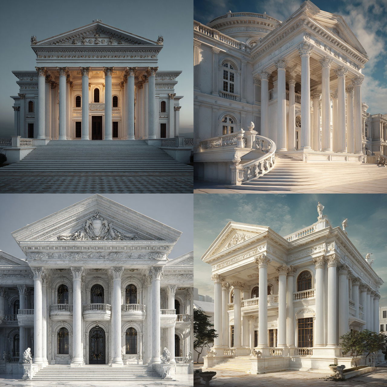 Neoclassical architecture style, Midjourney V7, render 1 of 4