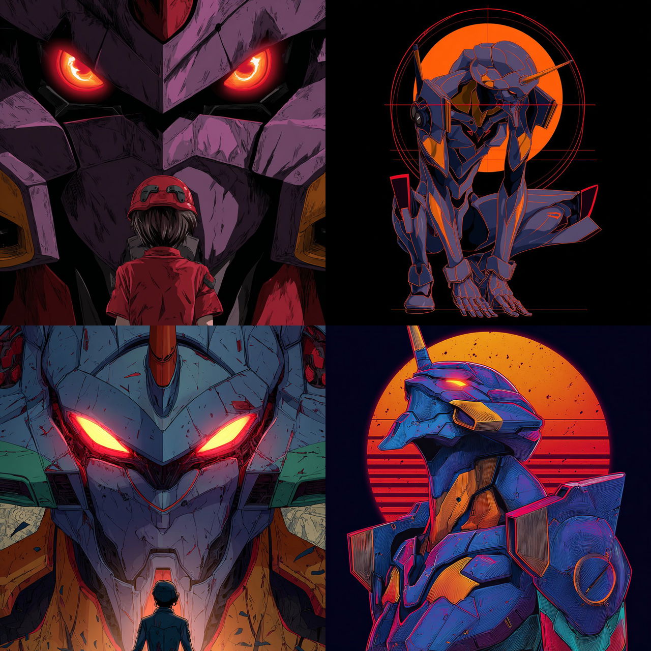 Neon Genesis Evangelion style, Midjourney V7, render 1 of 4