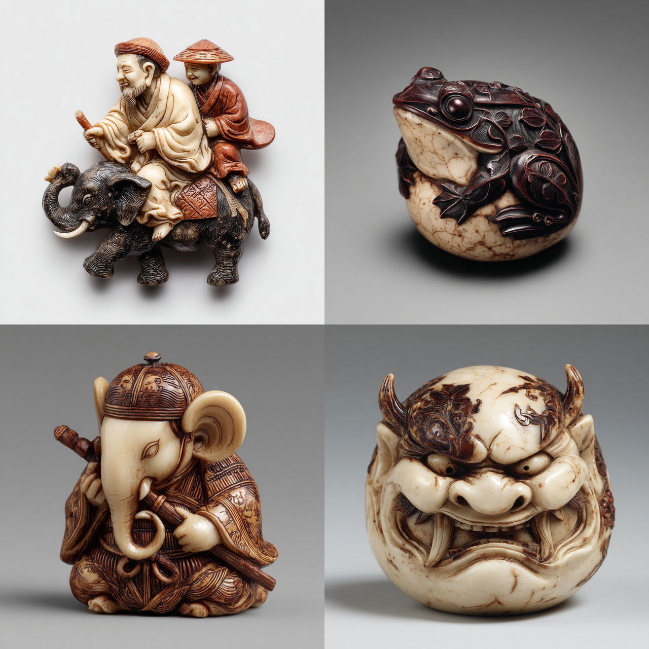 Netsuke style, Midjourney V7, render 1 of 4