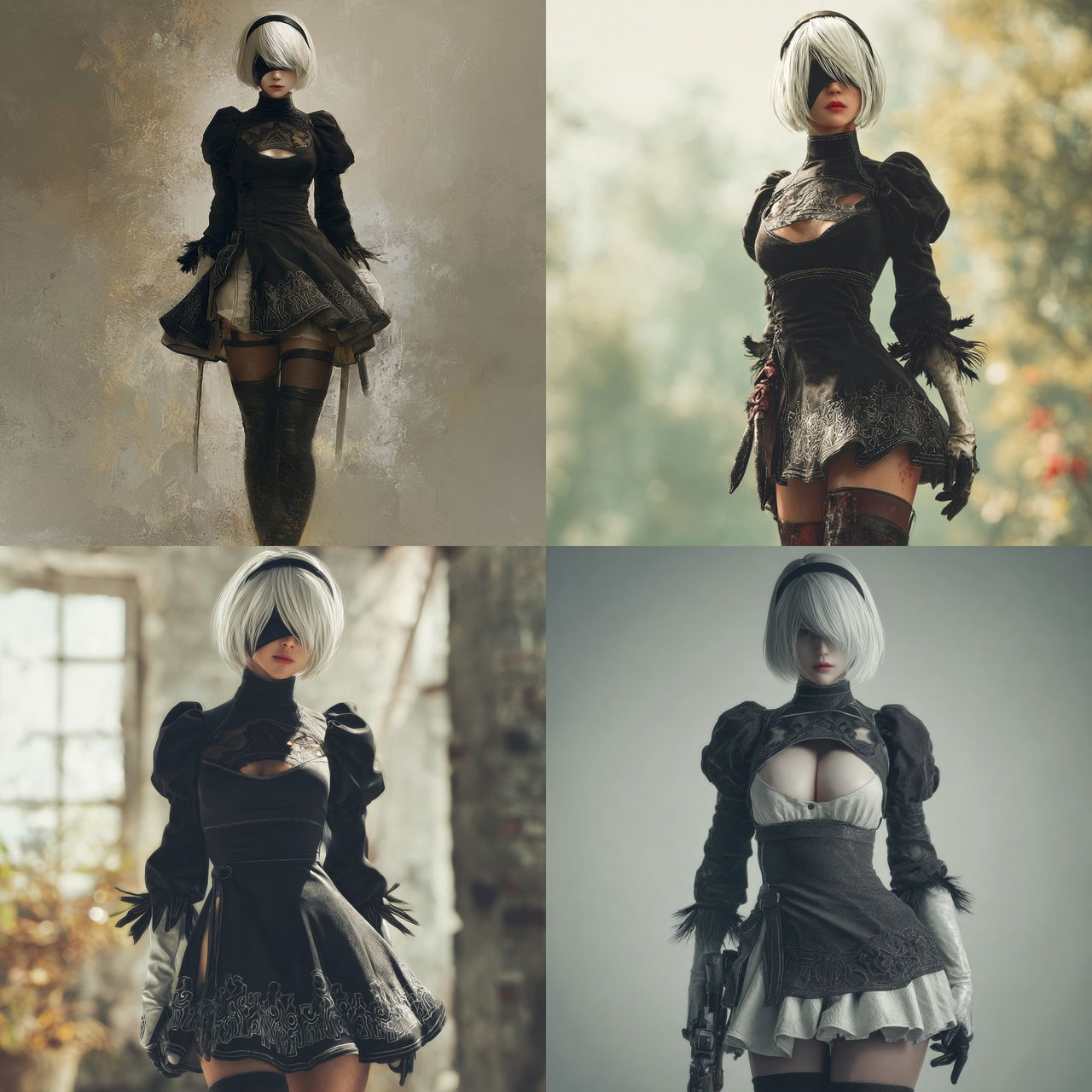 Nier Automata style, Midjourney V7, render 1 of 4