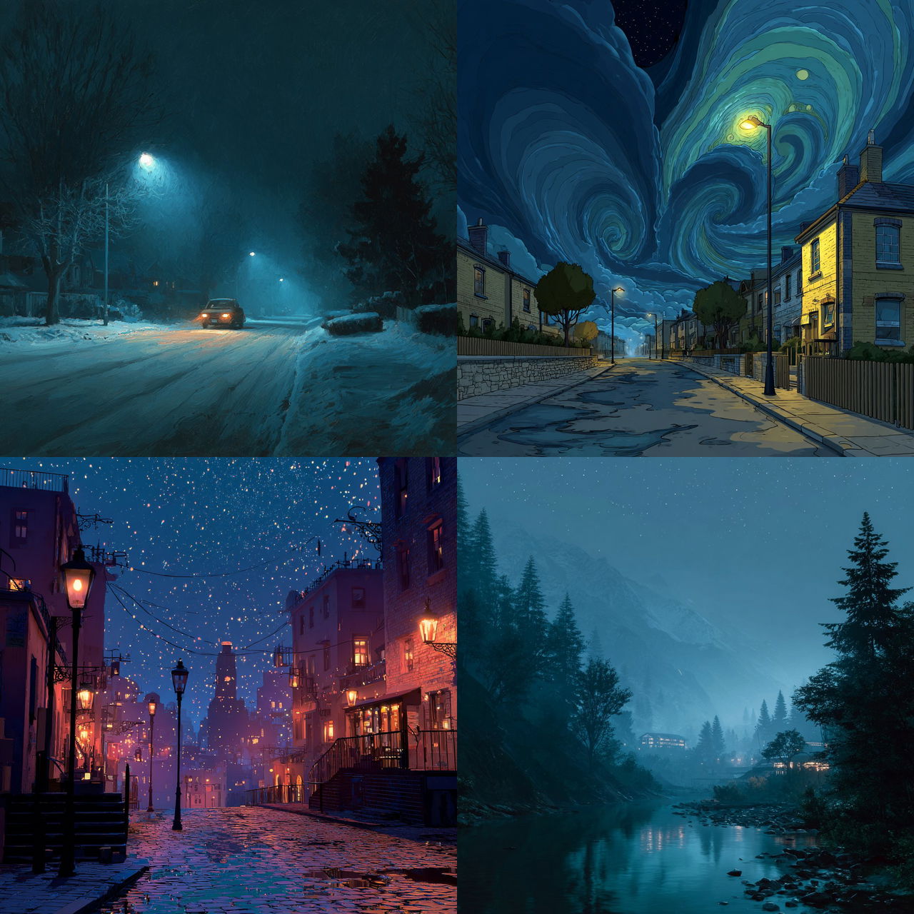 Night style, Midjourney V7, render 1 of 4