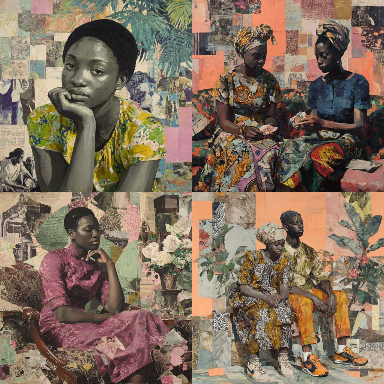 Njideka Akunyili Crosby style, Midjourney V7, render 1 of 4