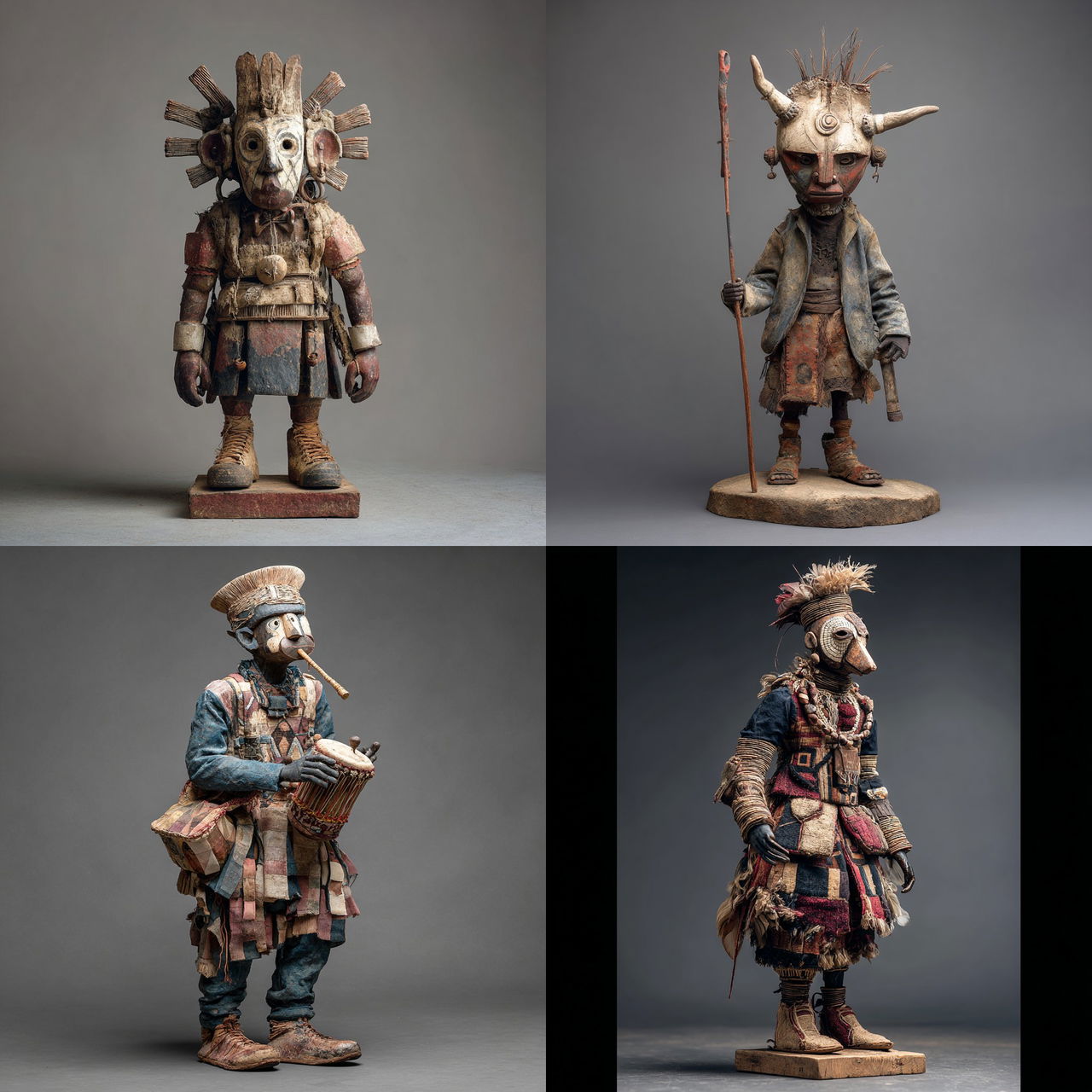 Nkisi figure style, Midjourney V7, render 1 of 4