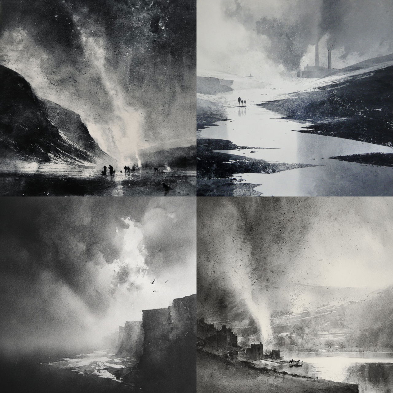 Norman Ackroyd style, Midjourney V7, render 1 of 4