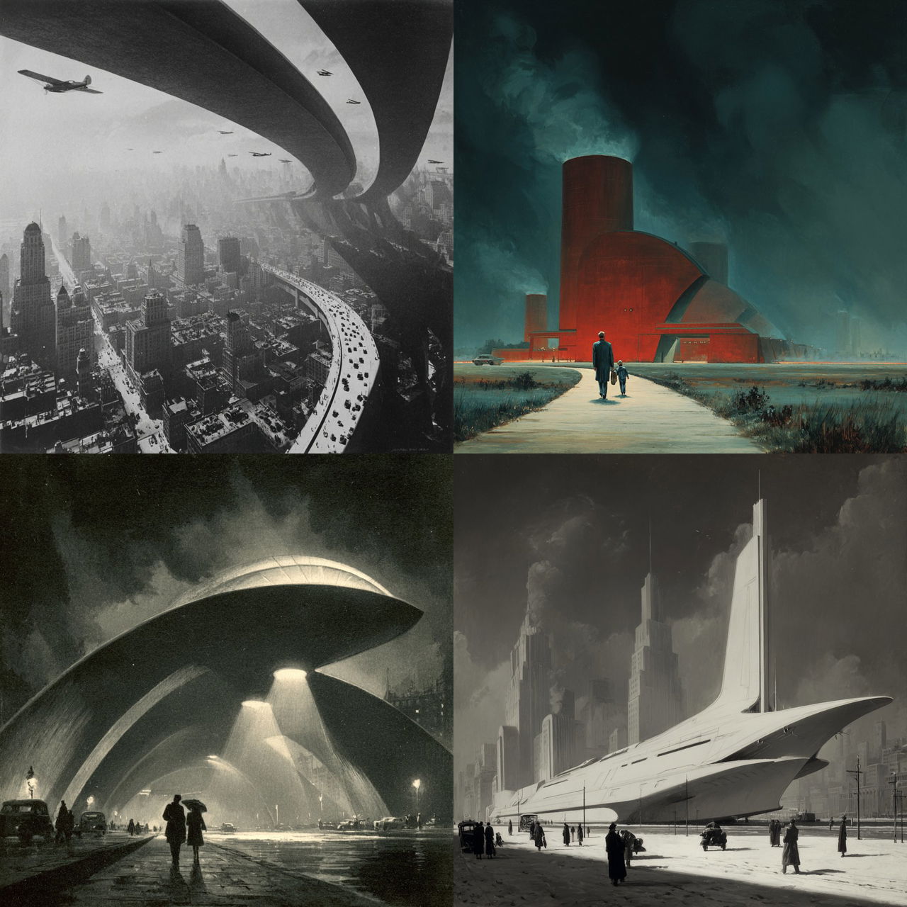 Norman Bel Geddes style, Midjourney V7, render 1 of 4