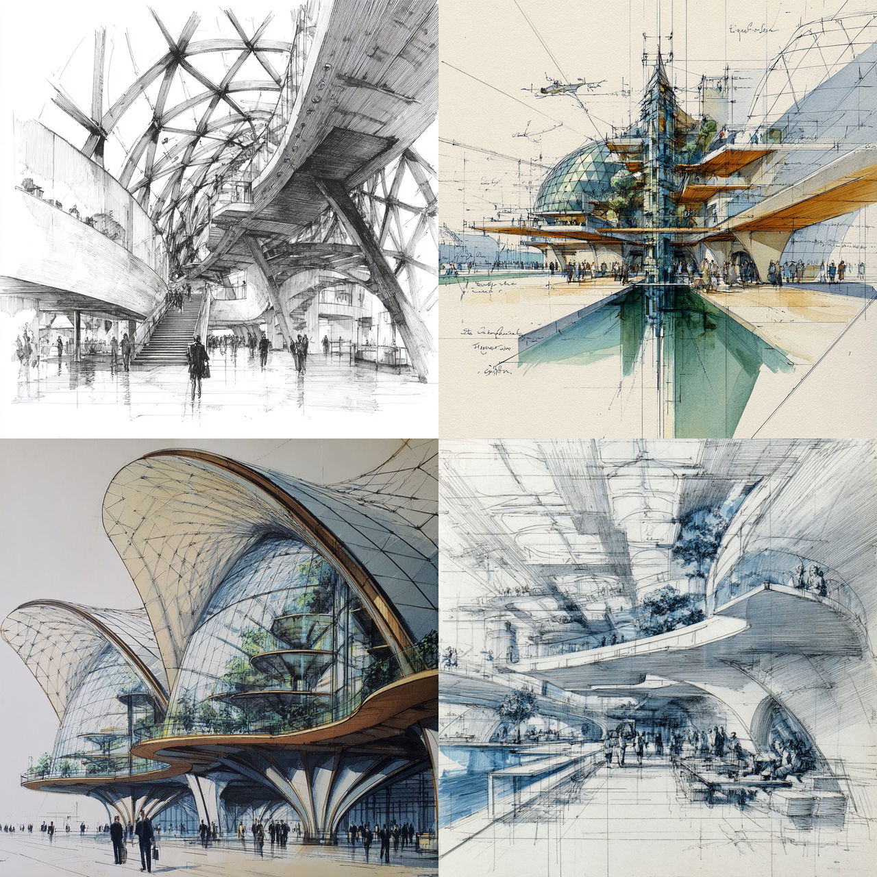 Norman Foster style, Midjourney V7, render 1 of 4