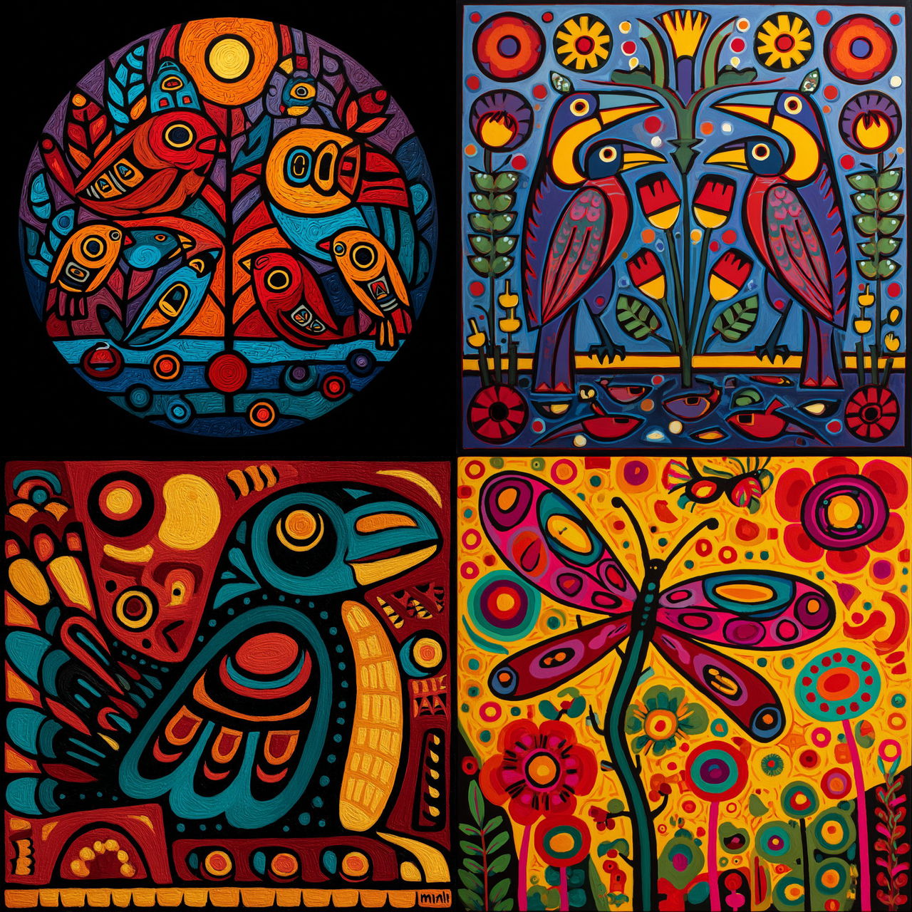 Norval Morrisseau style, Midjourney V7, render 1 of 4