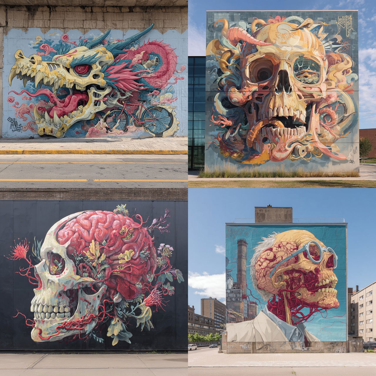 Nychos style, Midjourney V7, render 1 of 4