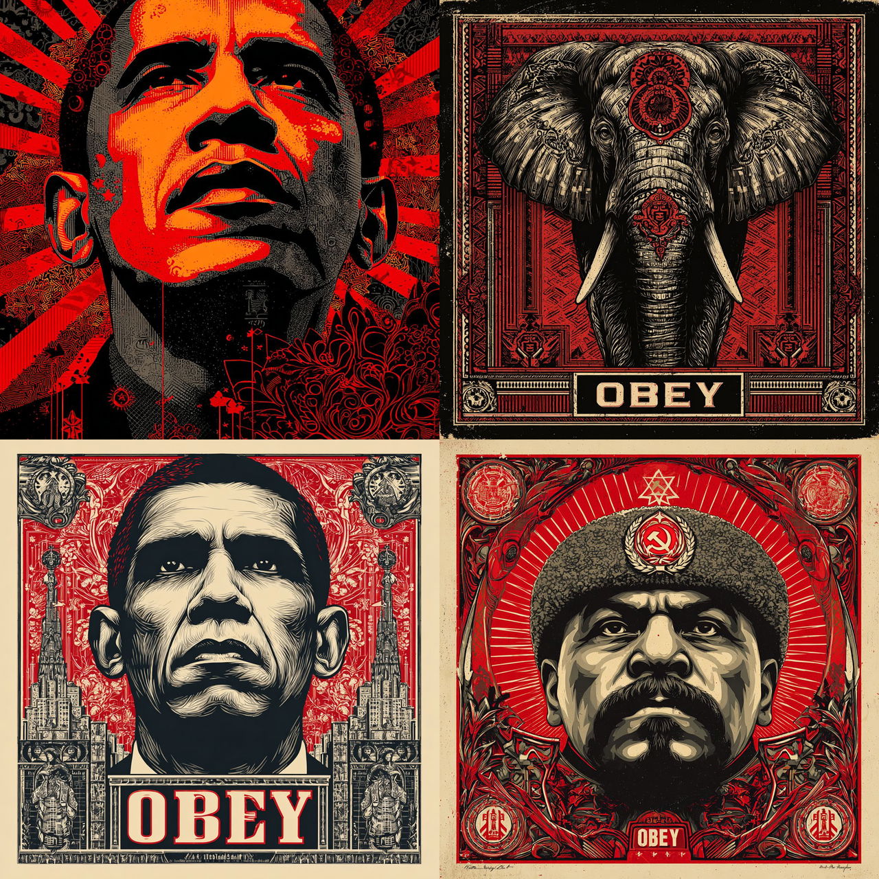 Obey Giant style, Midjourney V7, render 1 of 4