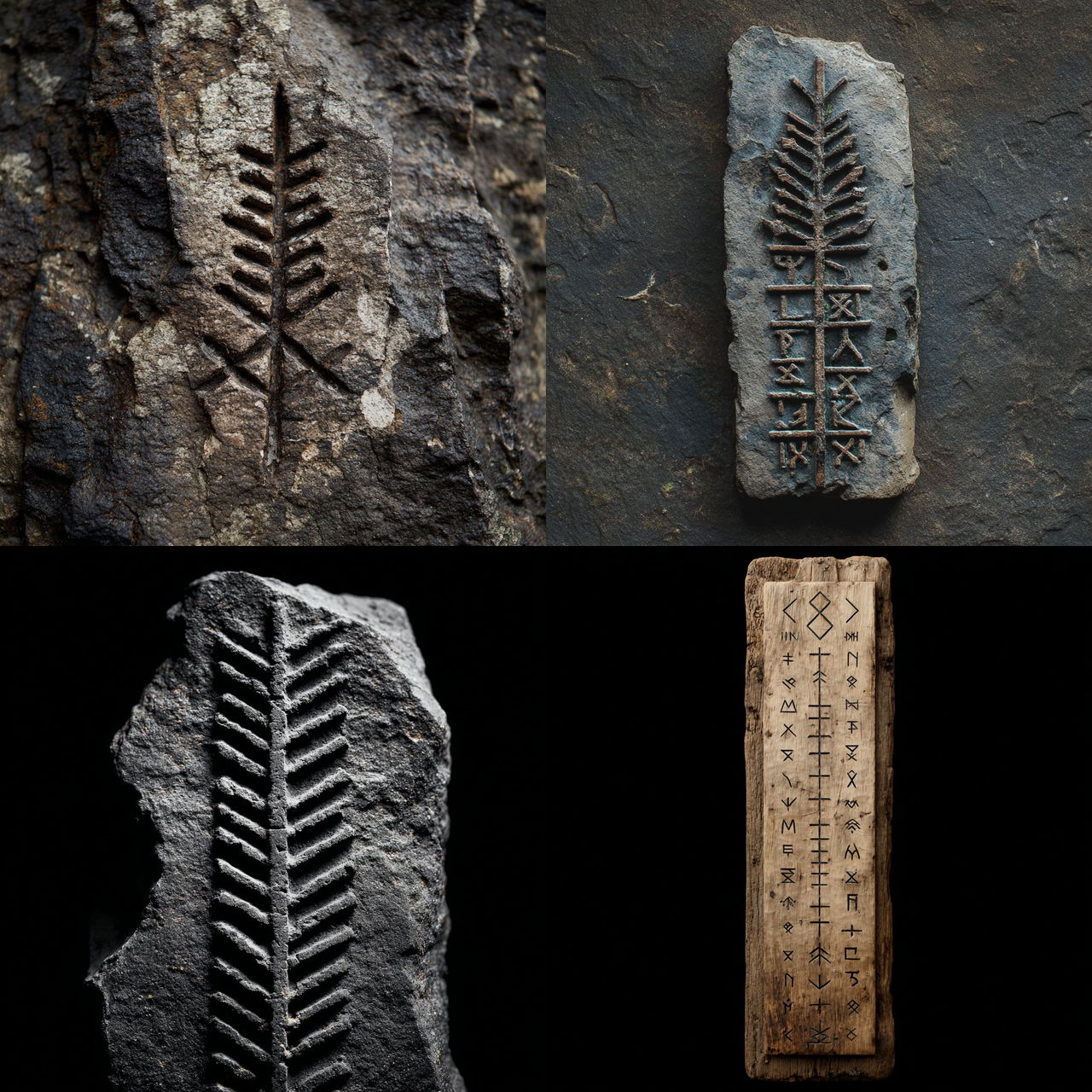 Ogham style, Midjourney V7, render 1 of 4