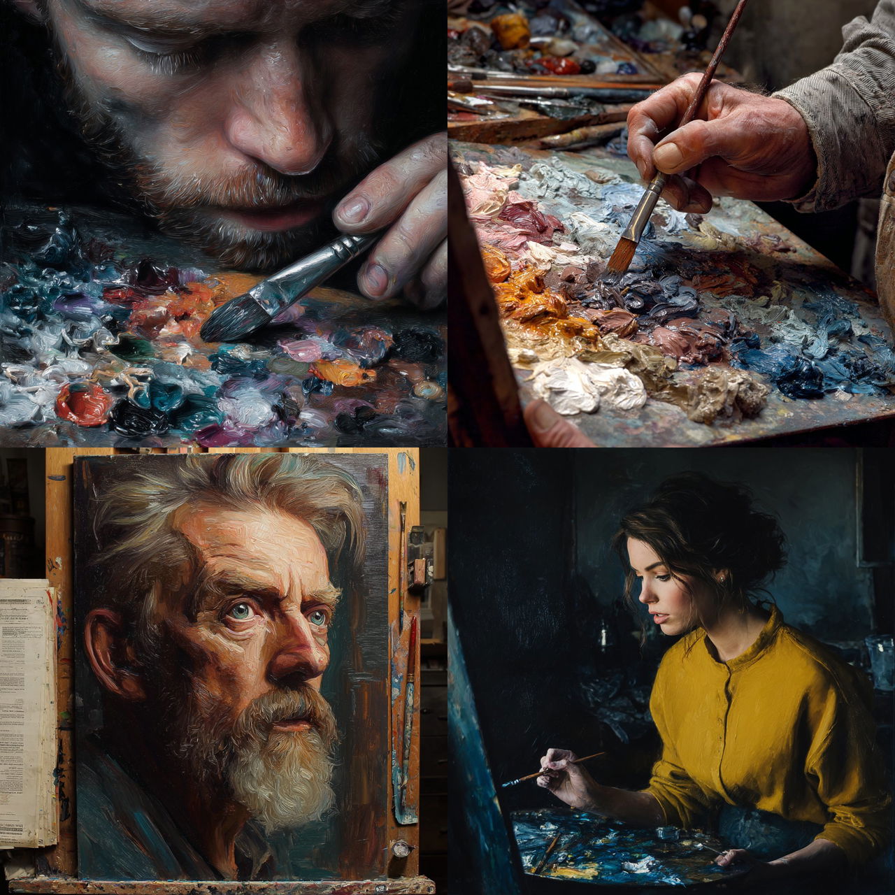 Oil paint style, Midjourney V7, render 1 of 4