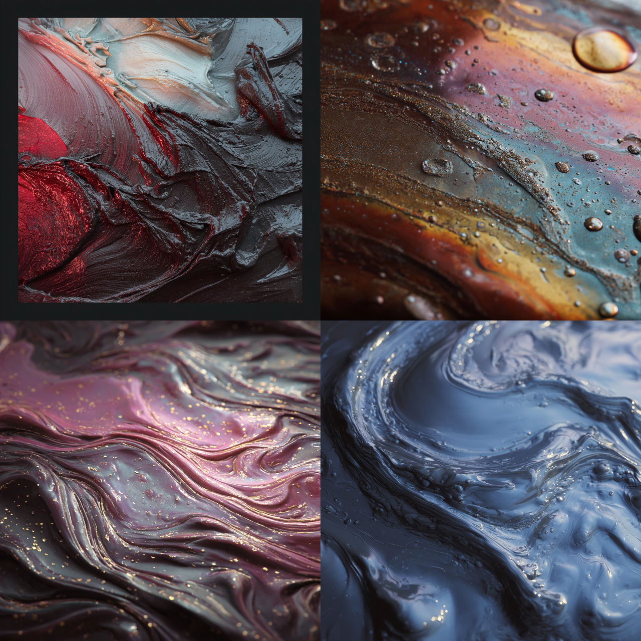 Oily texture style, Midjourney V7, render 1 of 4