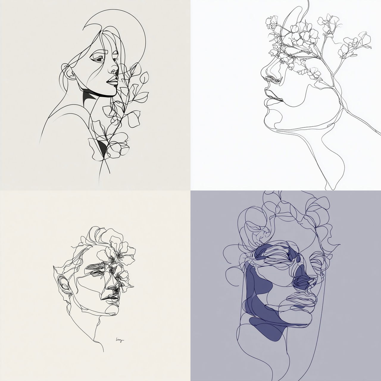 One line art style, Midjourney V7, render 1 of 4