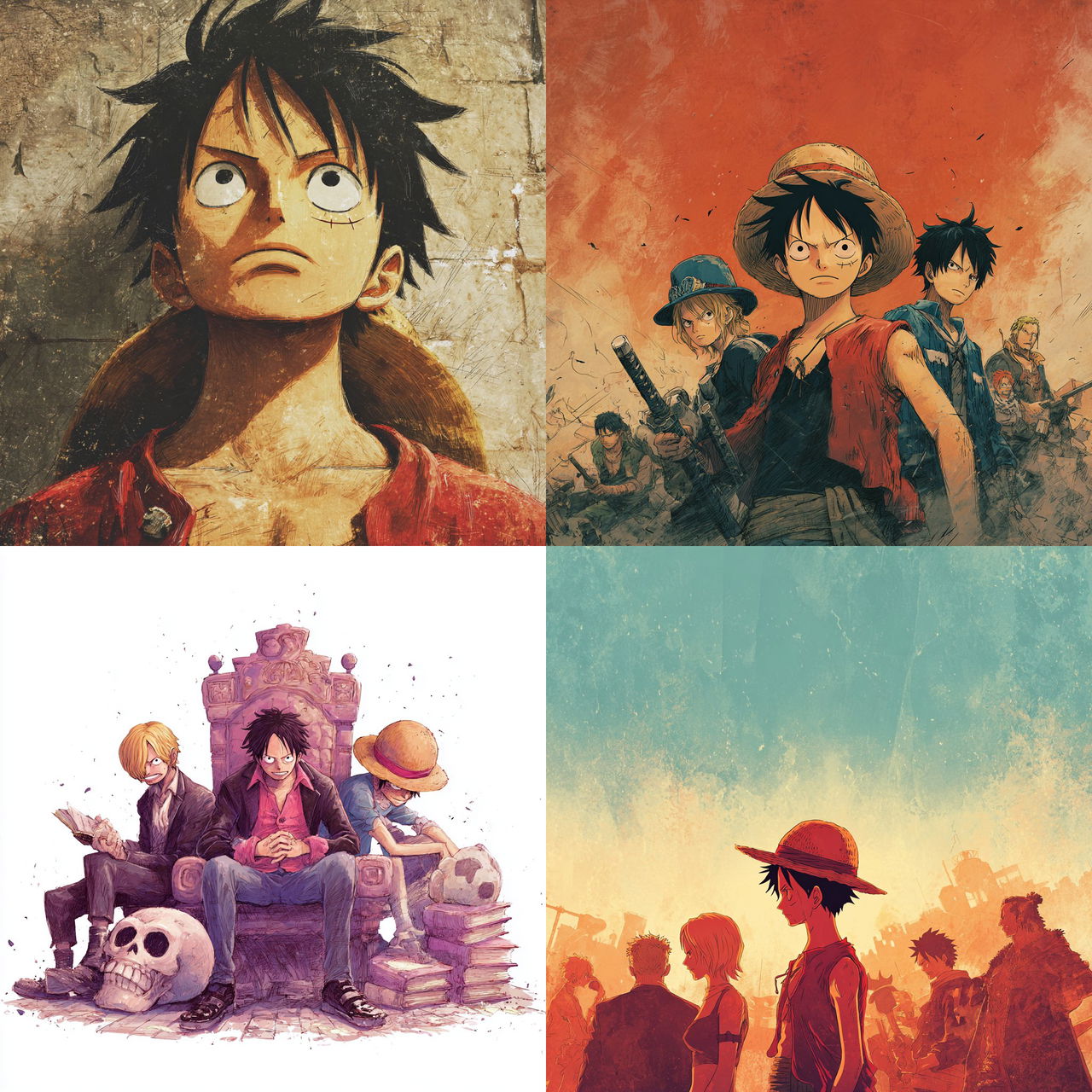 One Piece style, Midjourney V7, render 1 of 4