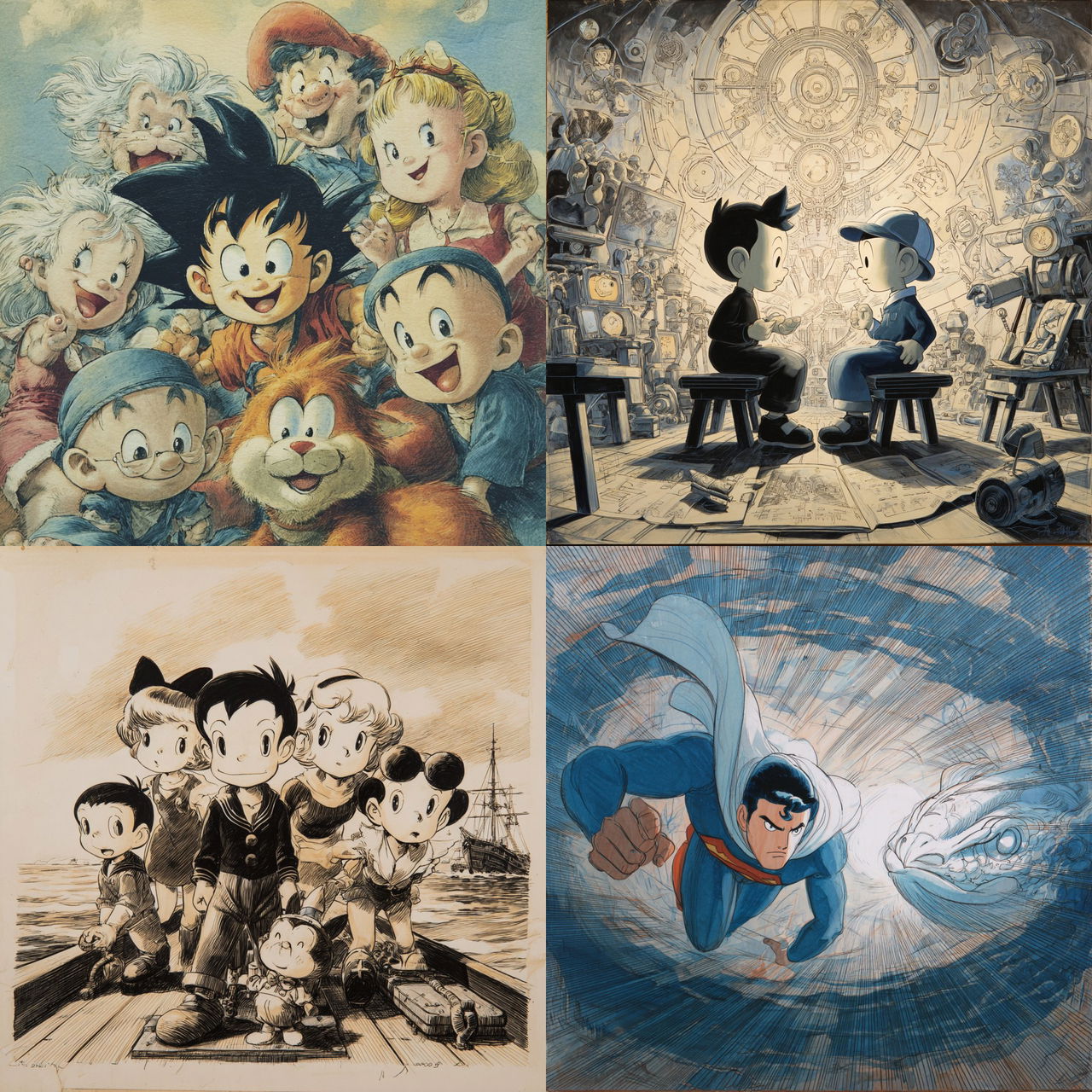 Osamu Tezuka style, Midjourney V7, render 1 of 4