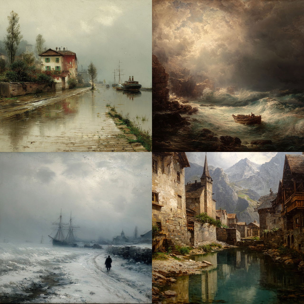 Oswald Achenbach style, Midjourney V7, render 1 of 4