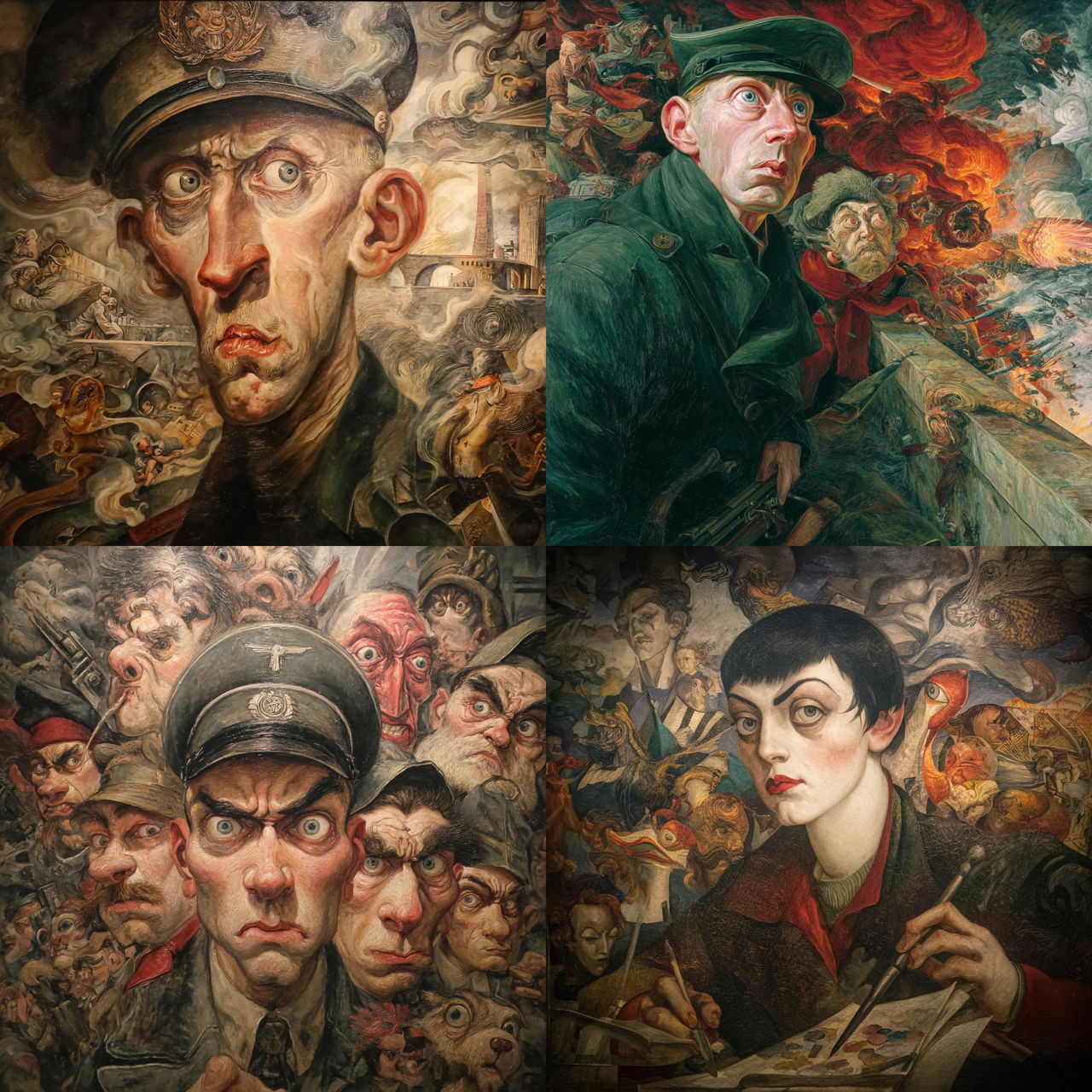 Otto Dix style, Midjourney V7, render 1 of 4