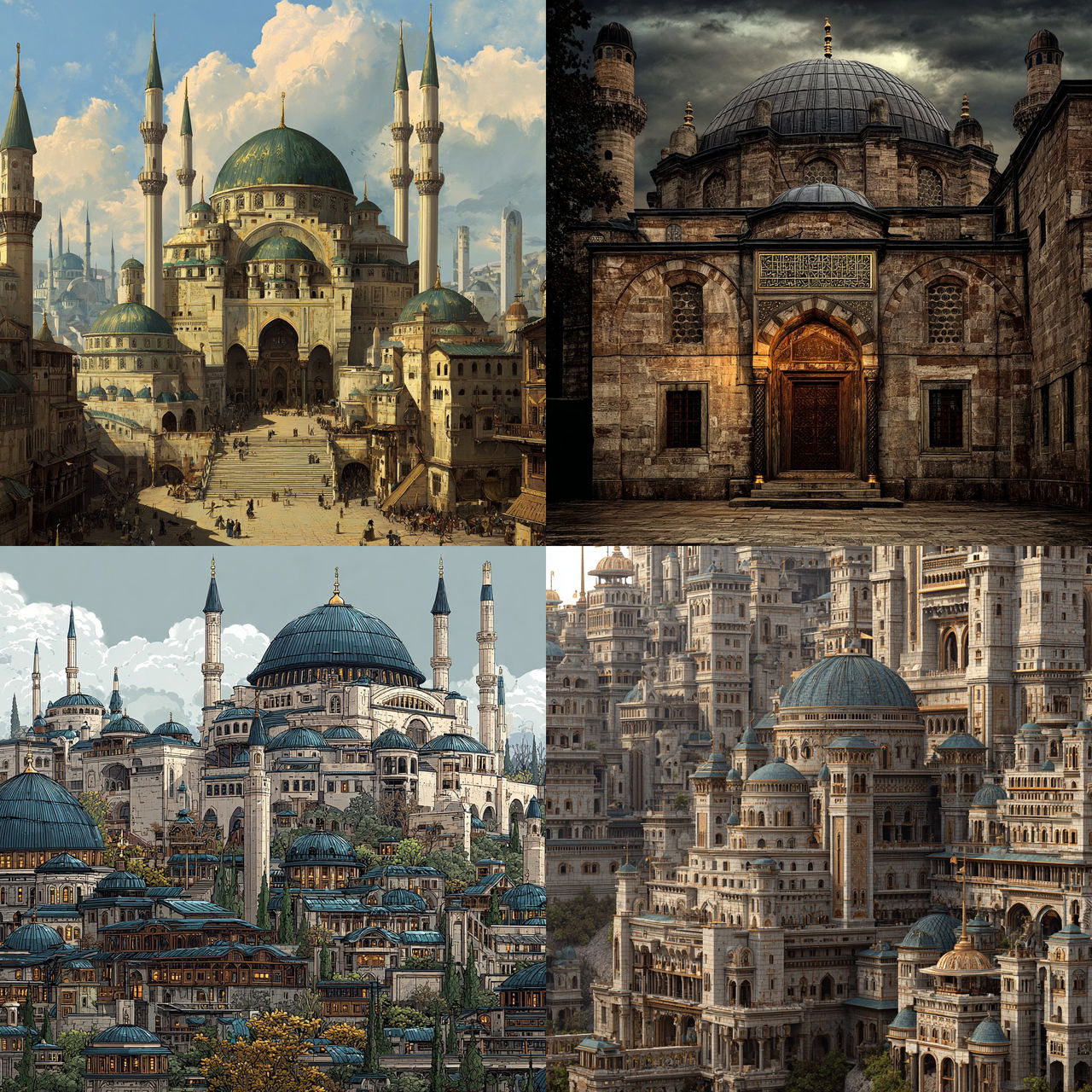 Ottoman architecture style, Midjourney V7, render 1 of 4