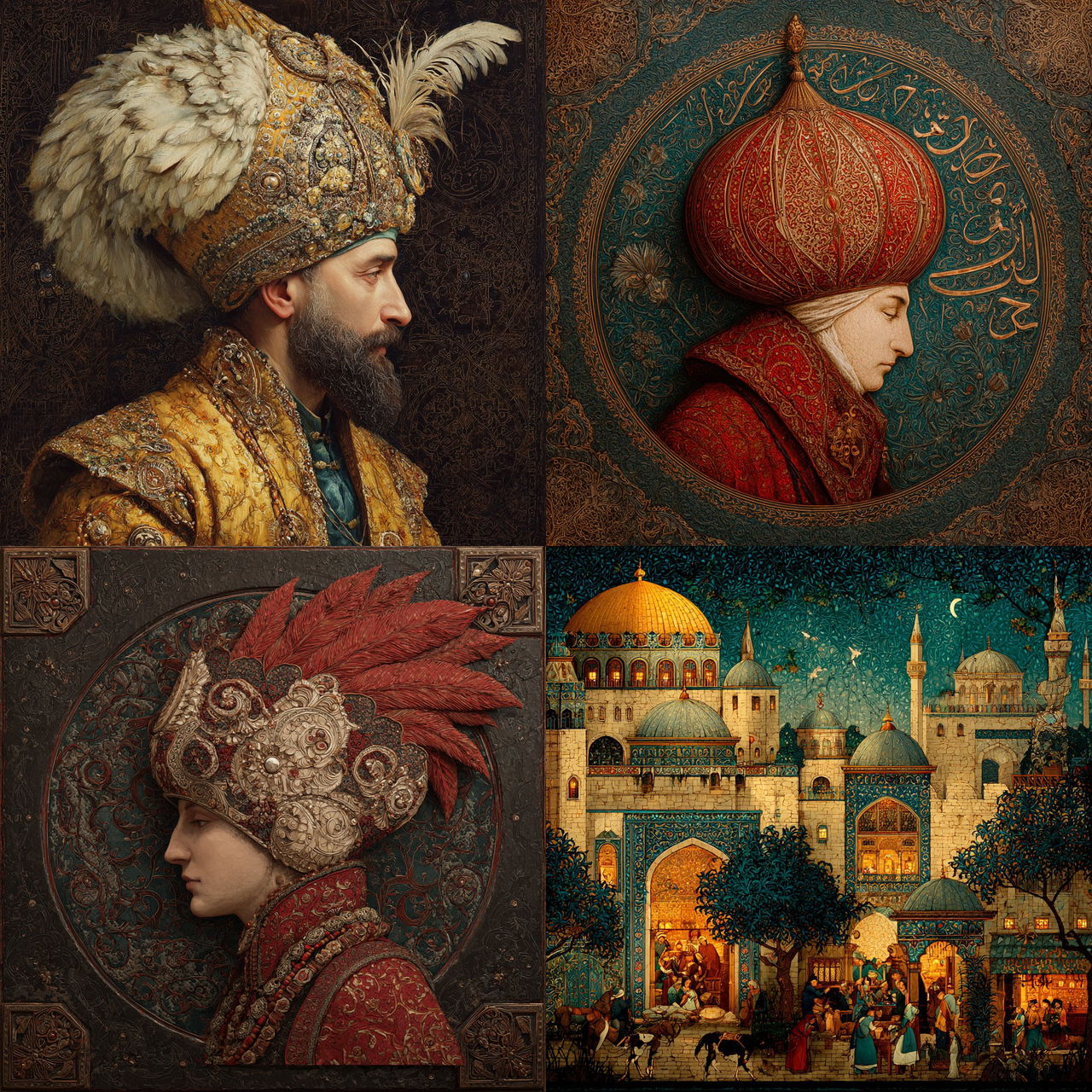 Ottoman art style, Midjourney V7, render 1 of 4