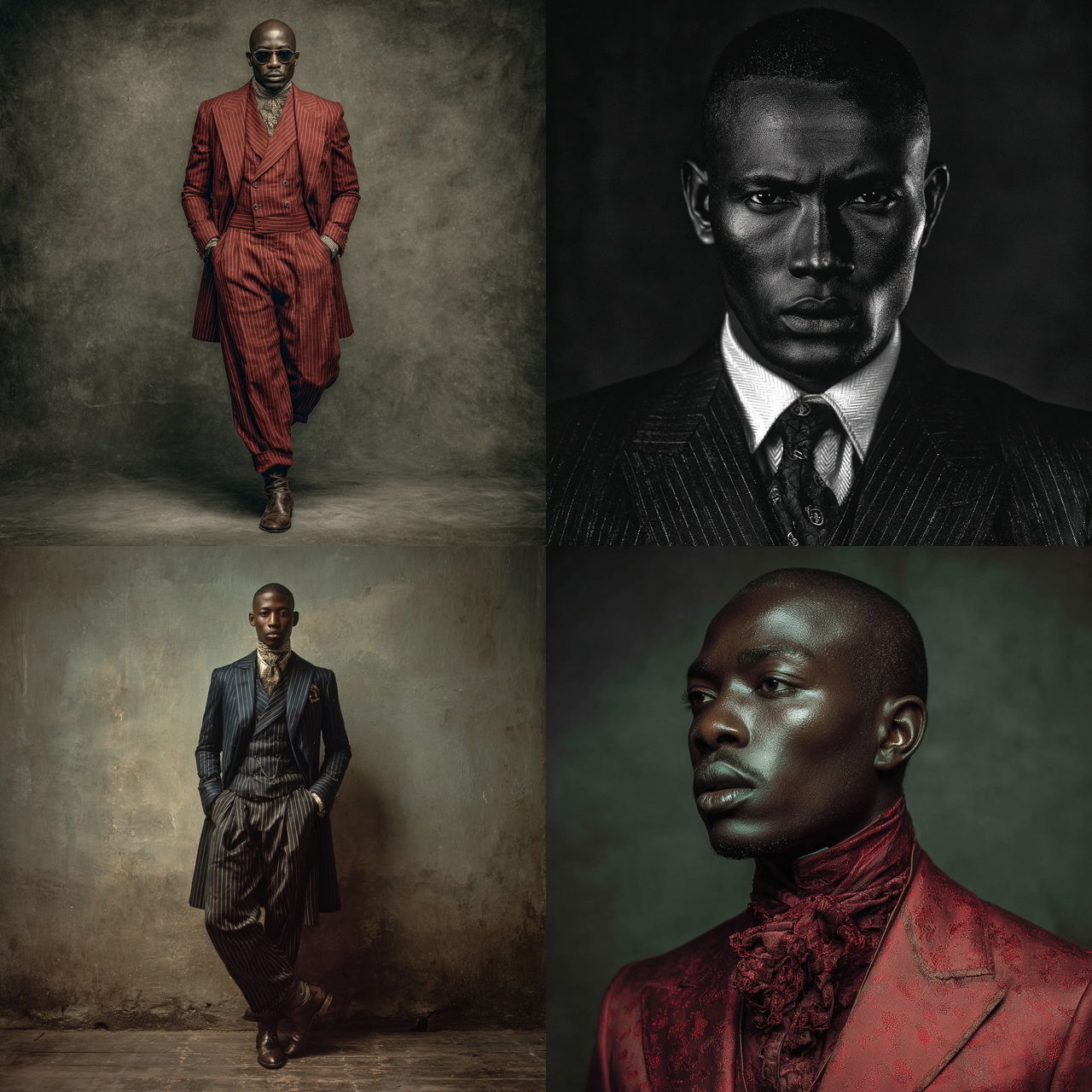 Ozwald Boateng style, Midjourney V7, render 1 of 4