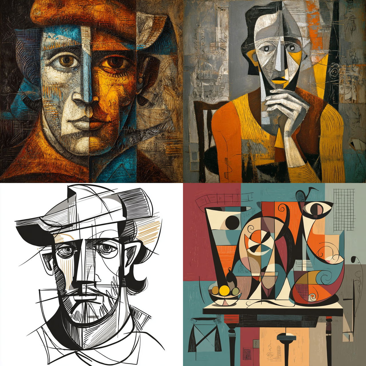 Pablo Picasso style, Midjourney V7, render 1 of 4