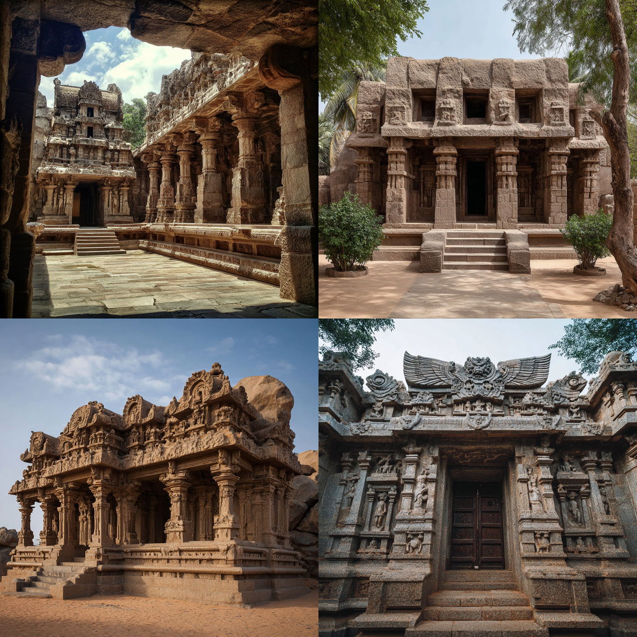 Pallava architecture style, Midjourney V7, render 1 of 4