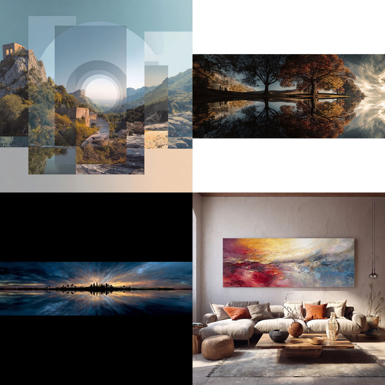 Panoramic composition style, Midjourney V7, render 1 of 4