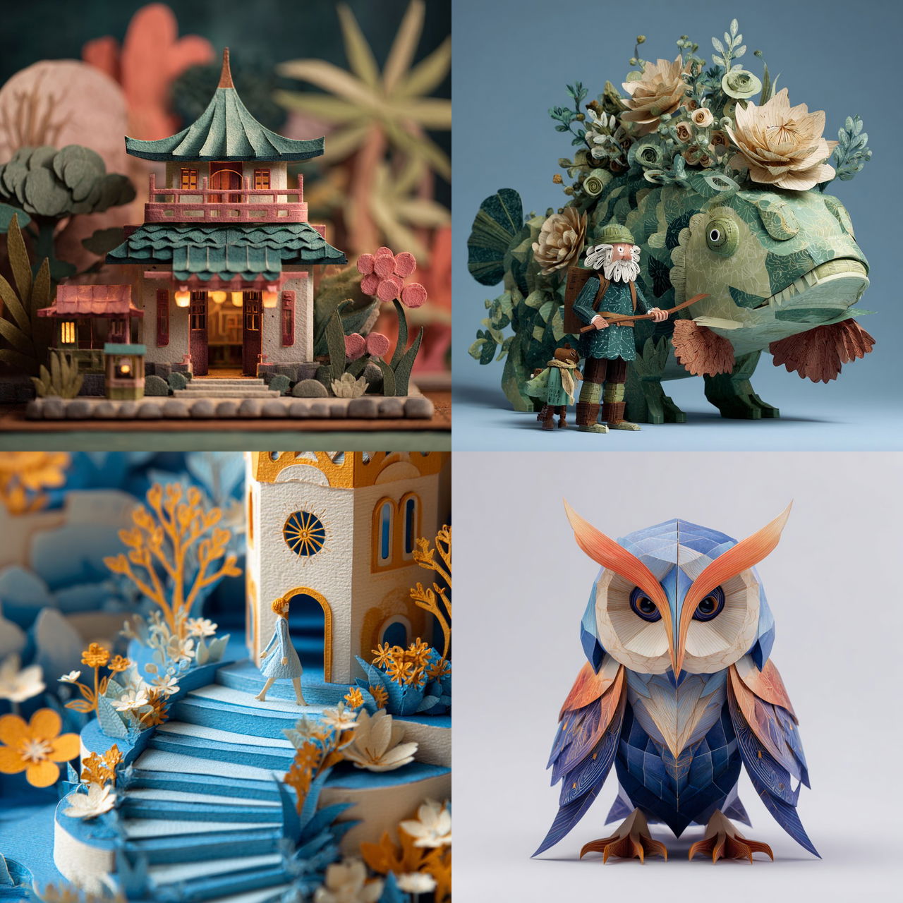 Papercraft style, Midjourney V7, render 1 of 4