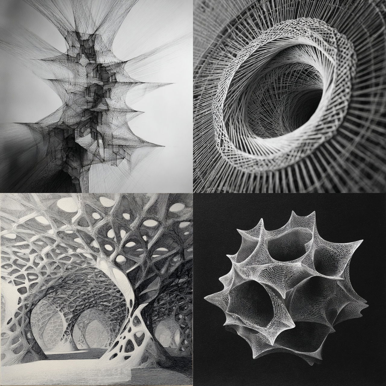 Parametric drawing style, Midjourney V7, render 1 of 4