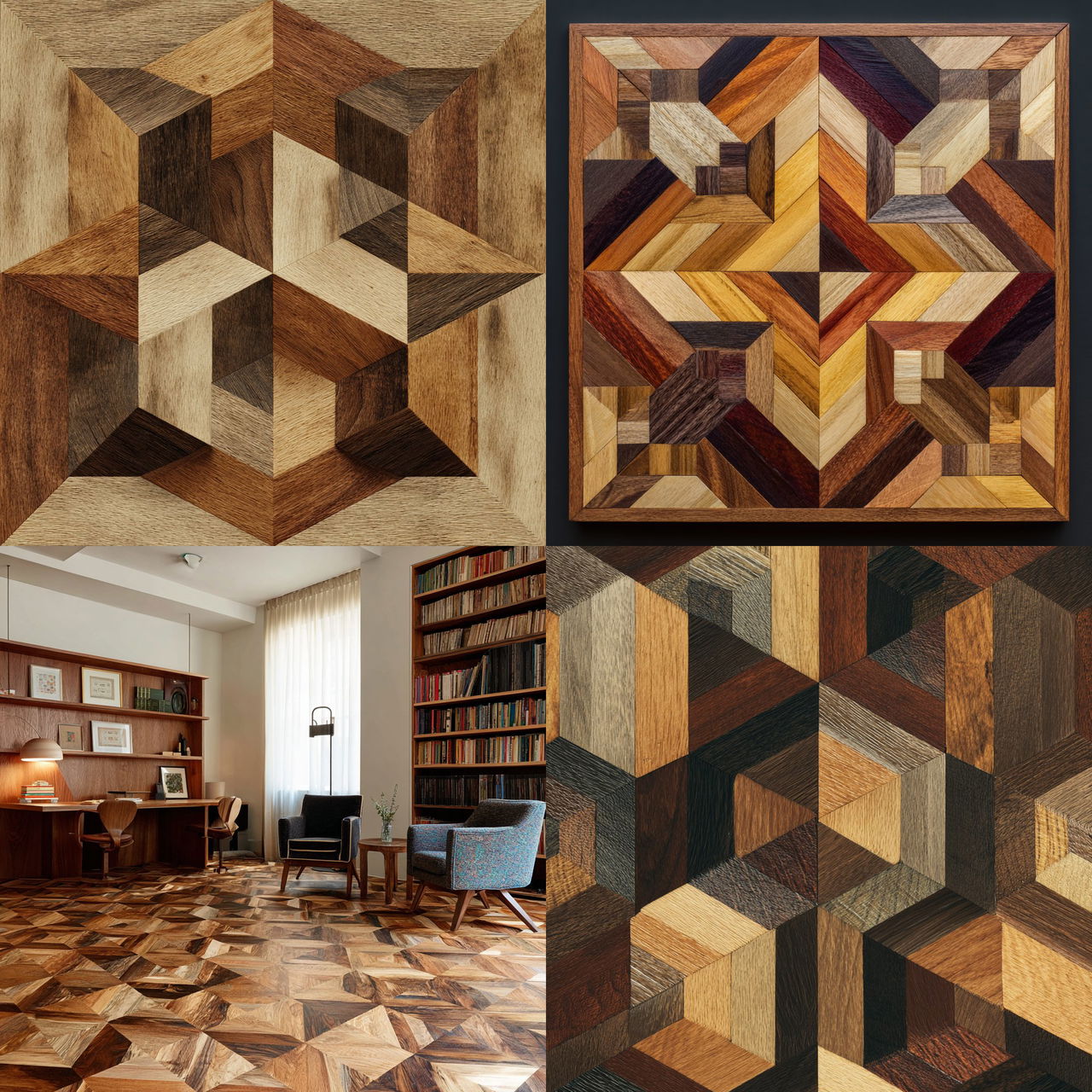 Parquetry style, Midjourney V7, render 1 of 4