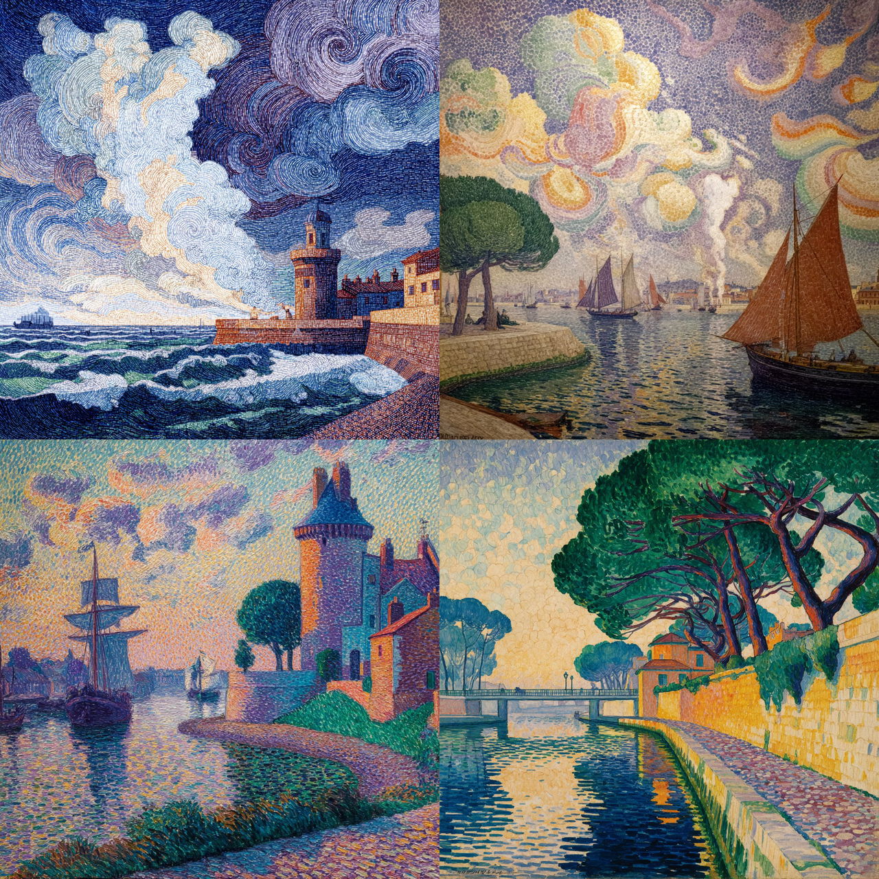 Paul Signac style, Midjourney V7, render 1 of 4