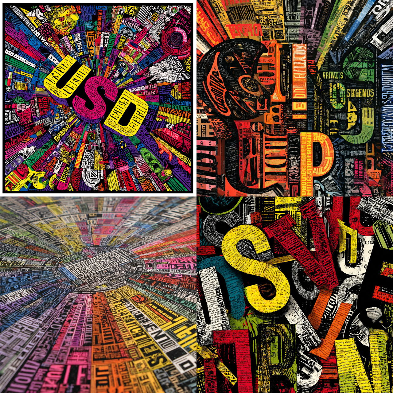 Paula Scher style, Midjourney V7, render 1 of 4