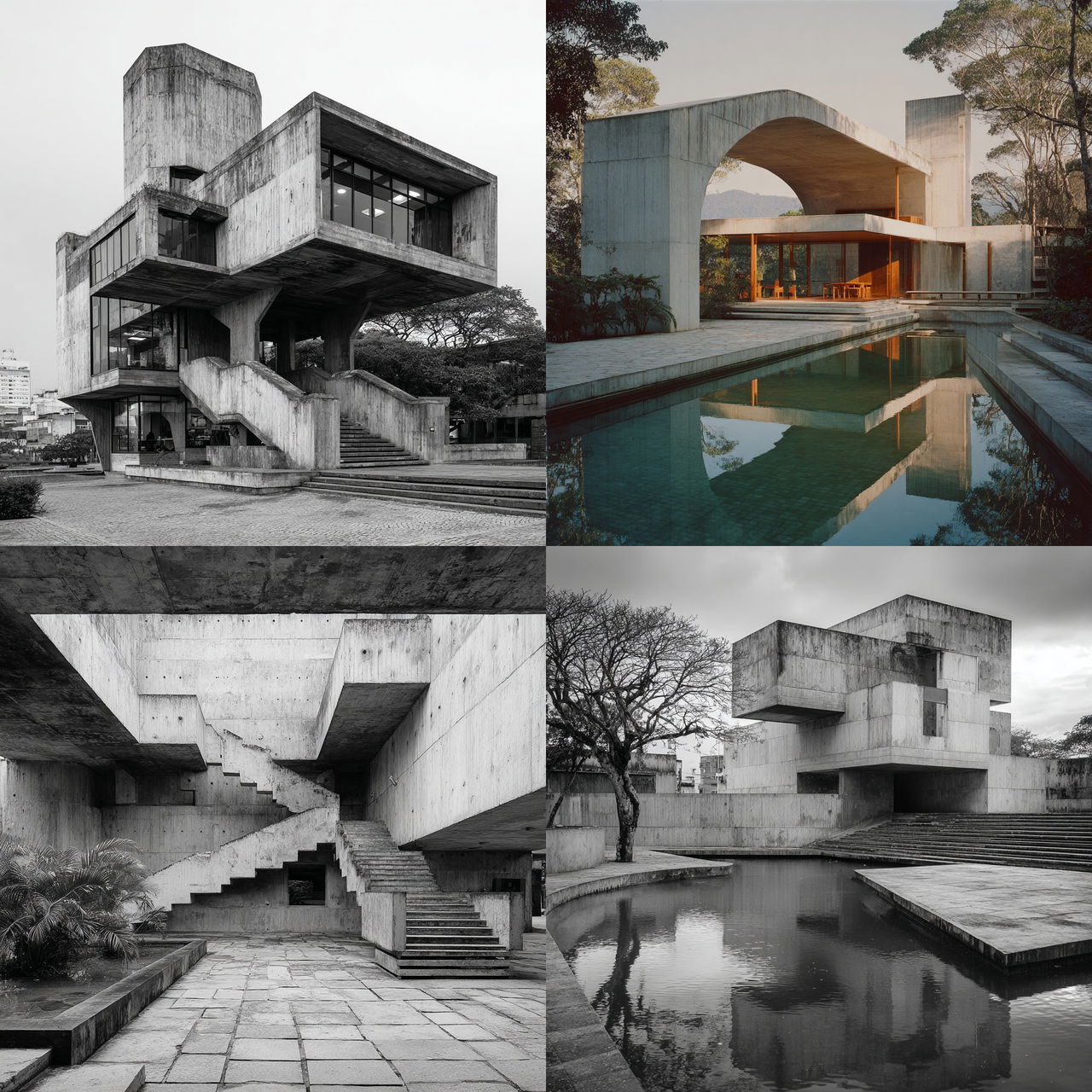 Paulo Mendes da Rocha style, Midjourney V7, render 1 of 4